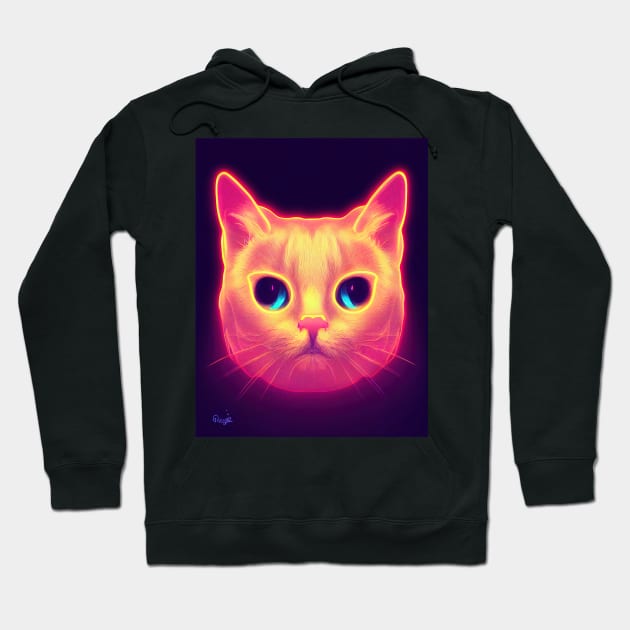 cat halloween neon Hoodie by ComicsFactory